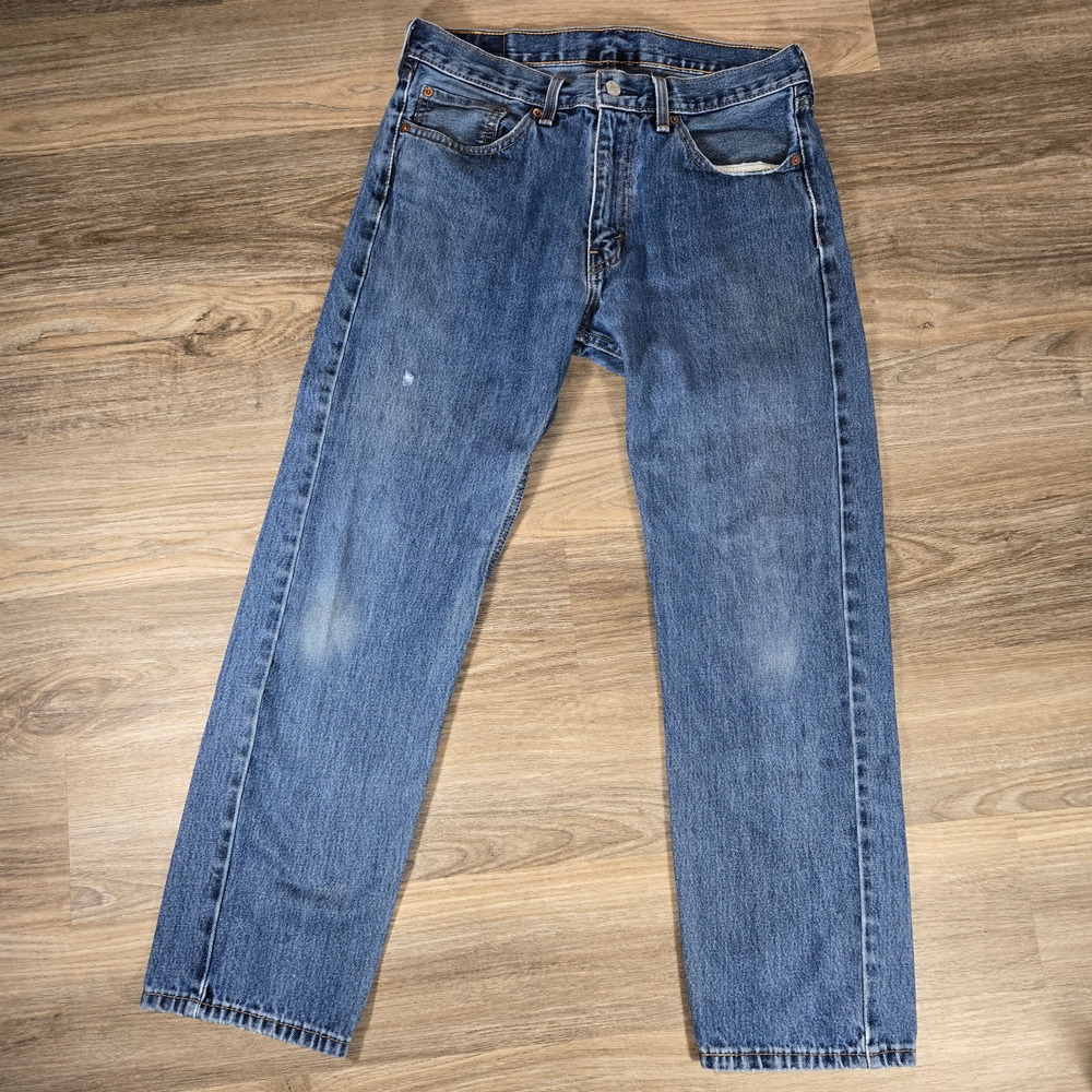 Levis 505 Jeans Mens 33x30 Blue Denim Regular Fit Straight Leg Medium Wash